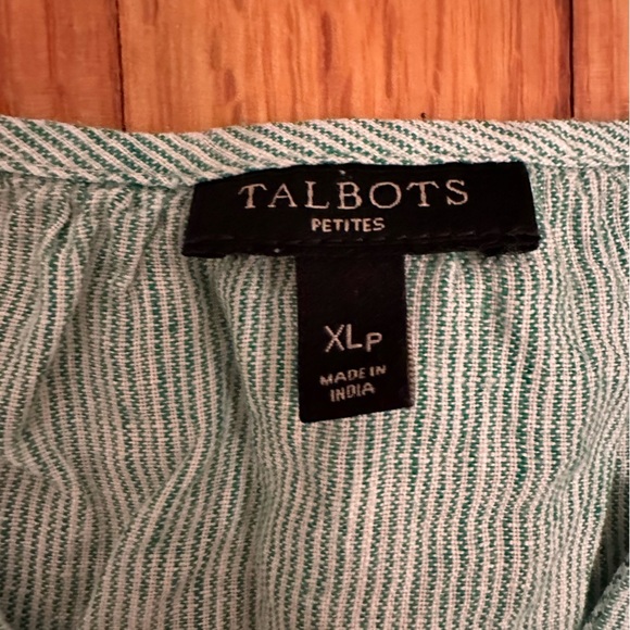 TALBOTS LINEN LANTERN-SLEEVE POPOVER SHIRT - STRIPE XL Petite (k11) - Picture 7 of 11